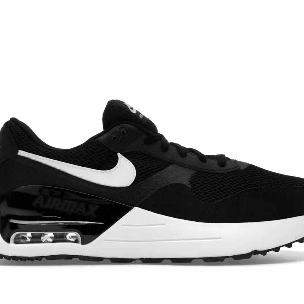 Nike Men's Air Max System Sneaker, Black/White/Wolf Grey, 12 New With Box